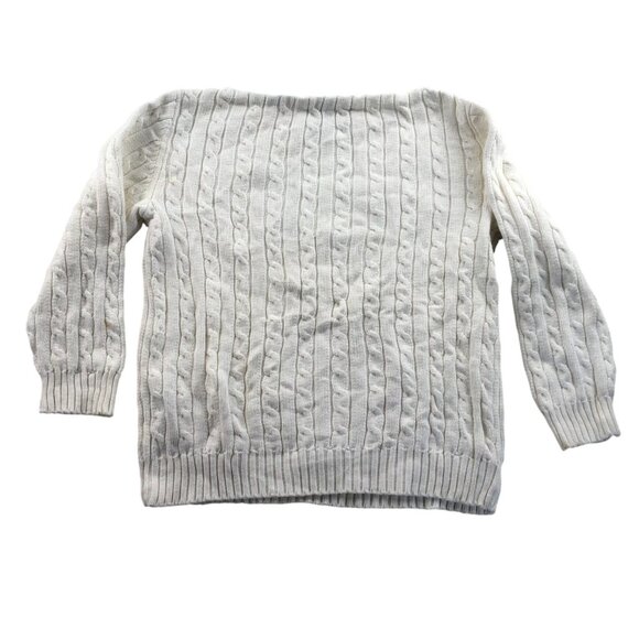 Lauren Ralph Lauren Womens Sweater Petite Cable Knit White Pullover Cozy Casual - Picture 2 of 10